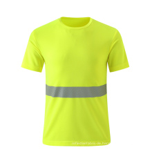 Breathable fluoreszierende gelbe Sicherheit T-Shirt mit reflektierendem Streifen